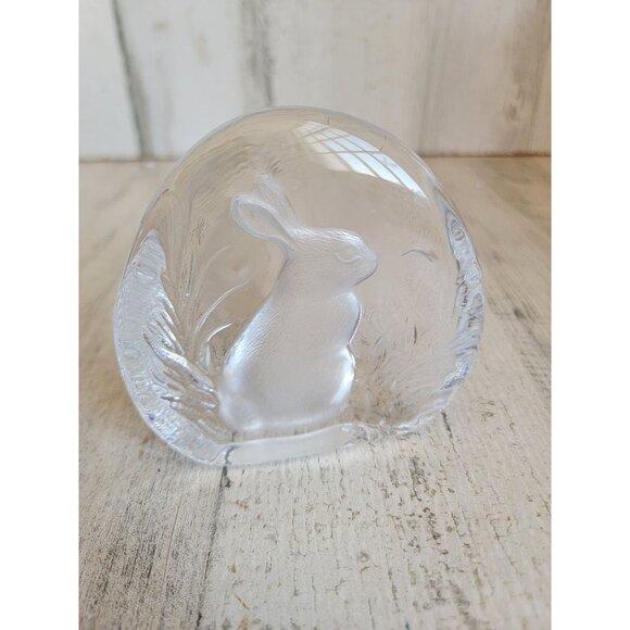 Paper weight glass bunny frosted home decor xmas rabbit - Picture 5 of 6